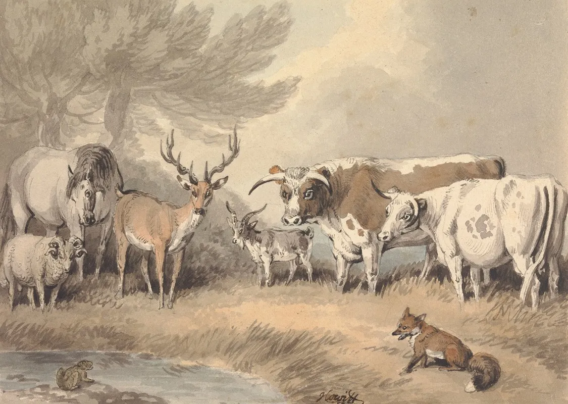 A Frog Confronting A Circle Of Animals