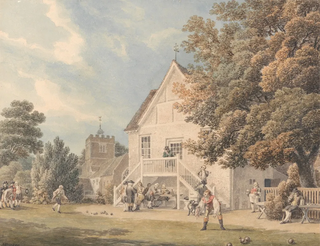 A Game Of Bowls On The Bowling Green Outside The Bunch Of Grapes Inn Hurst Berkshire