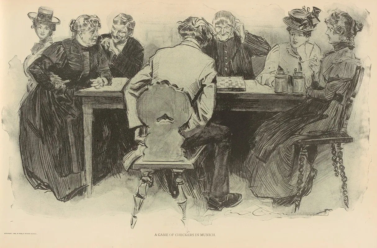 A Game Of Checkers In Munich Wall Art by Charles Dana Gibson - High-Resolution Digital Print