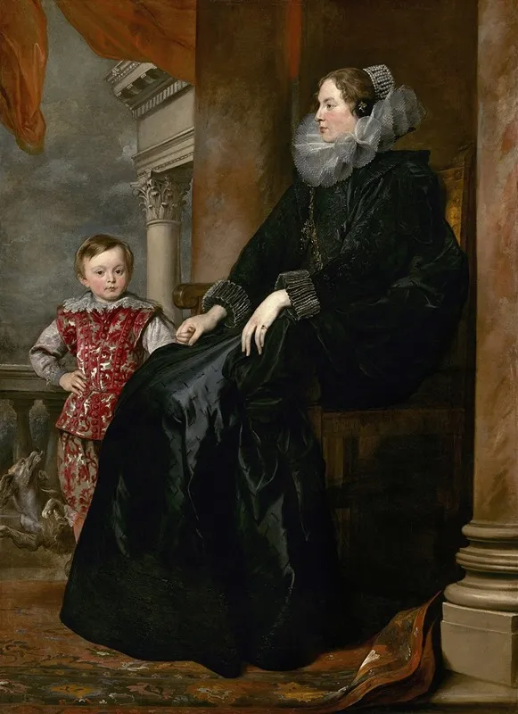 A Genoese Noblewoman And Her Son Wall Art by Anthony van Dyck - High-Resolution Digital Print