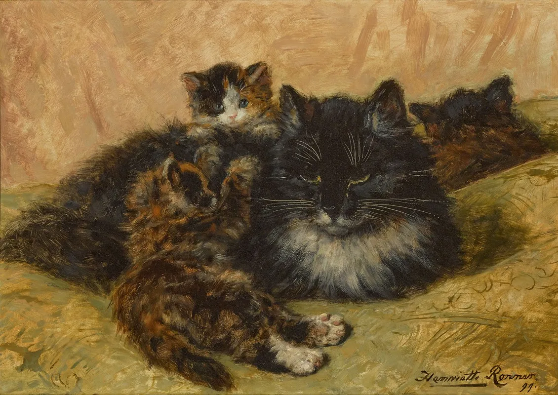 A Gentle Provocation Wall Art by Henriëtte Ronner-Knip - High-Resolution Digital Print