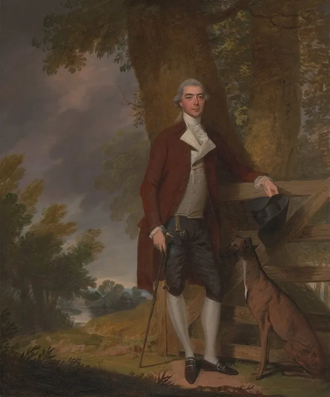 A Gentleman And His Dog In A Landscape