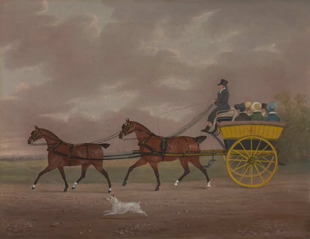 A Gentleman Driving Tandem To A Jaunting Car Wall Art by Edwin Cooper - High-Resolution Digital Print