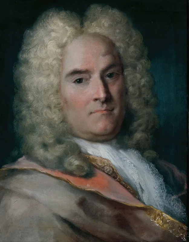 A Gentleman In A Gray Cape Over A Gold Embroidered Coat Wall Art by Rosalba Carriera - High-Resolution Digital Print