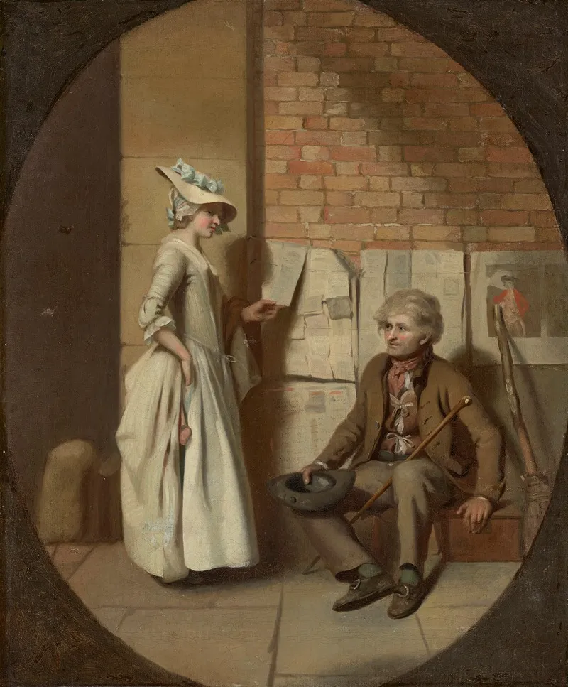 A Girl Buying A Ballad In A Feigned Oval Wall Art by Henry Walton - High-Resolution Digital Print