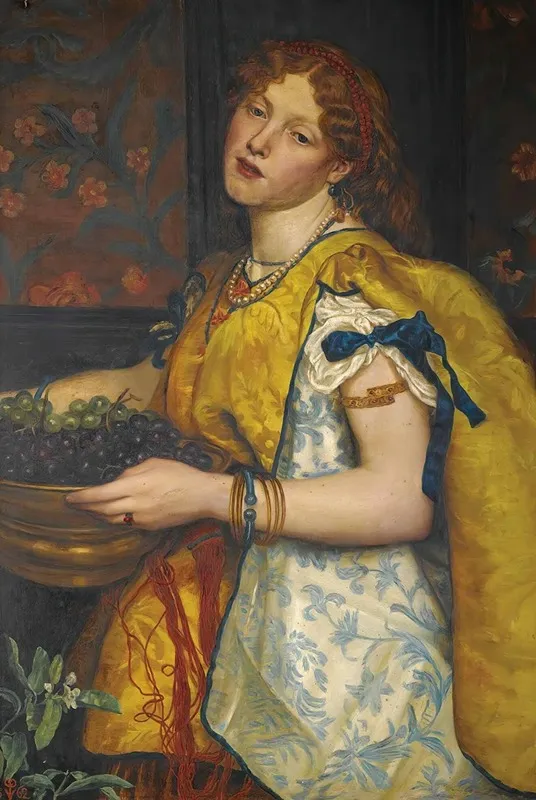 A Girl Carrying Grapes Wall Art by Valentine Cameron Prinsep - High-Resolution Digital Print