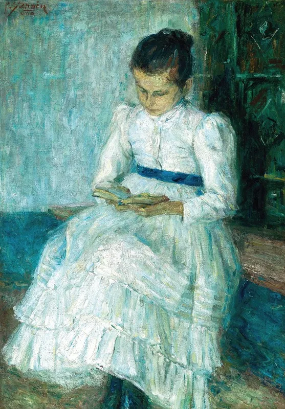 A Girl Reading 3 Wall Art by Matej Sternen - High-Resolution Digital Print