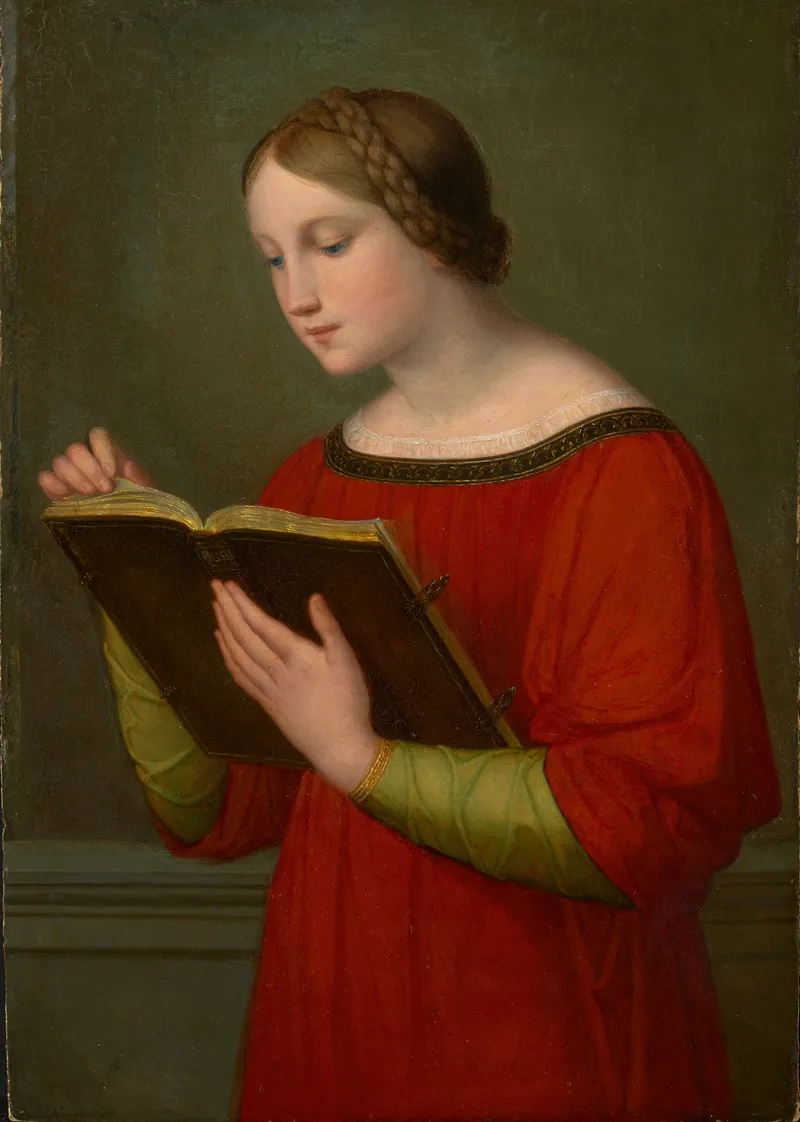 A Girl Reading The Bible Wall Art by Marie Ellenrieder - High-Resolution Digital Print