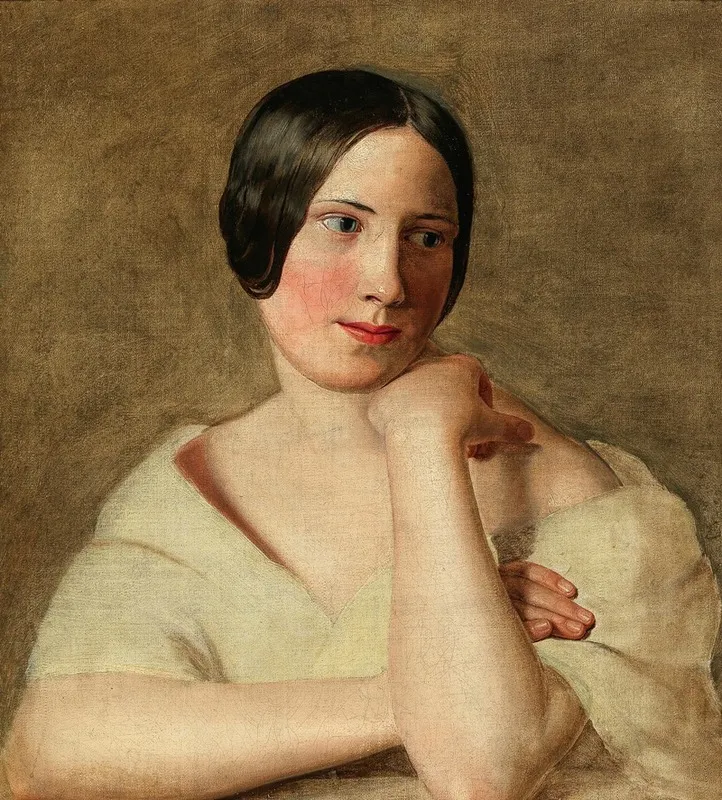 A Girl With Propped Up Arms Wall Art by Ferdinand Georg Waldmüller - High-Resolution Digital Print