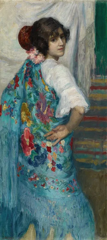 A Girl With Shawl Wall Art by Gonzalo Bilbao Martínez - High-Resolution Digital Print
