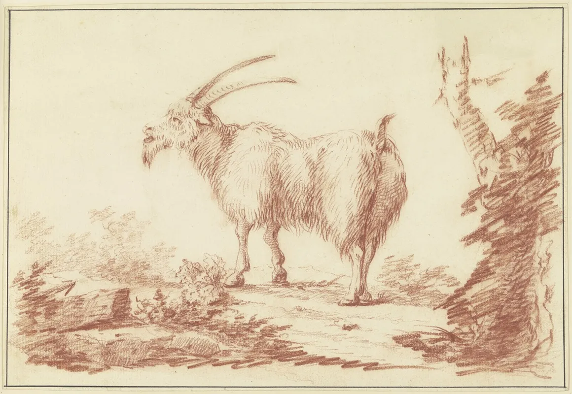 A Goat To The Left Wall Art by Johann Ludwig von Pfeiff - High-Resolution Digital Print