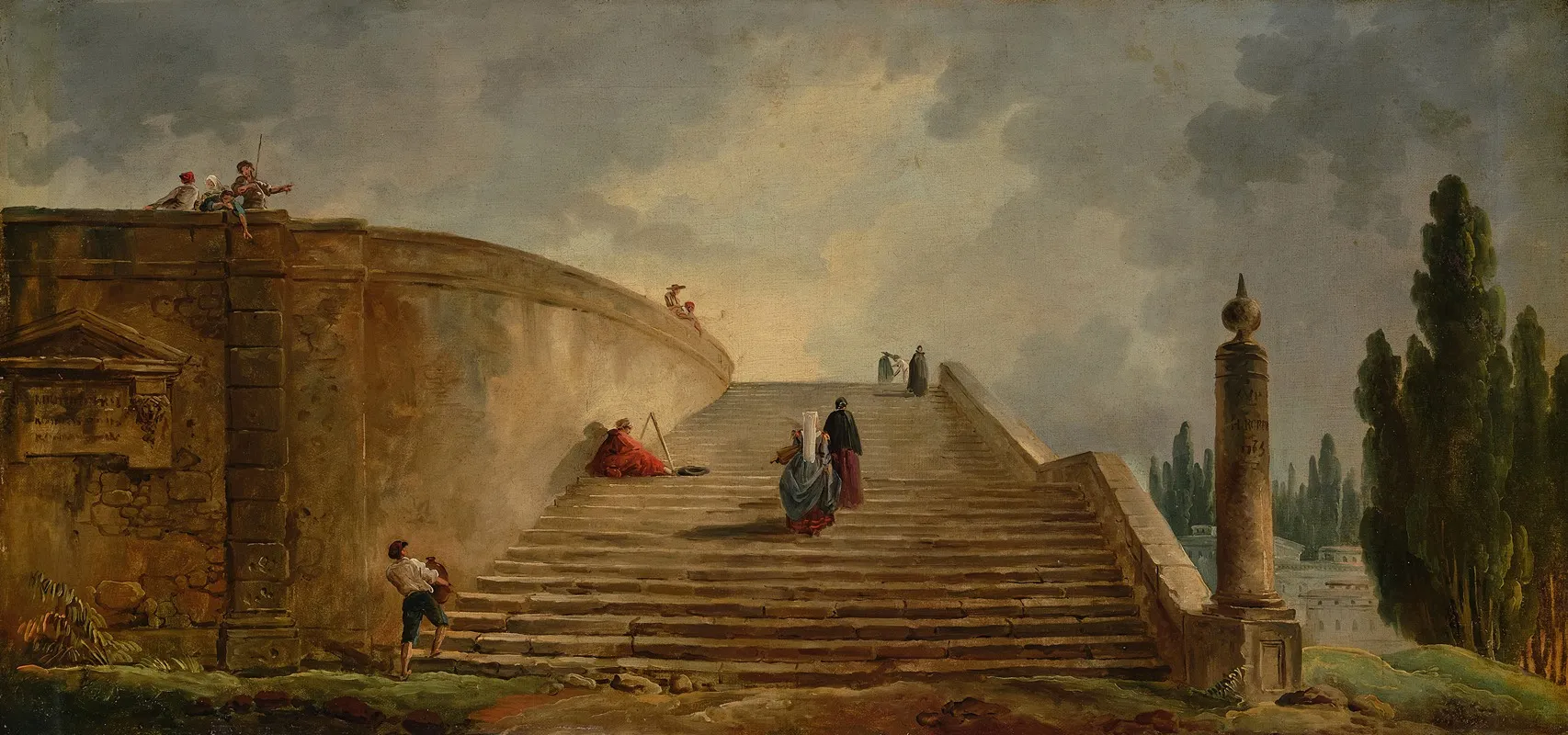 A Grand Staircase 2 Wall Art by Hubert Robert - High-Resolution Digital Print