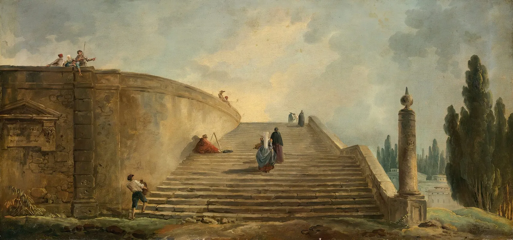 A Grand Staircase Wall Art by Hubert Robert - High-Resolution Digital Print