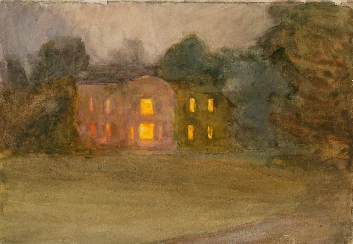 A Great House Lit At Night