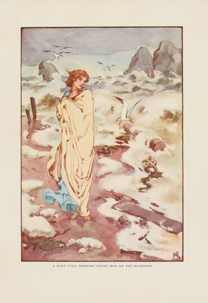 A Grey Cold Morning Found Her On The Seashore Wall Art by Helen Stratton - High-Resolution Digital Print