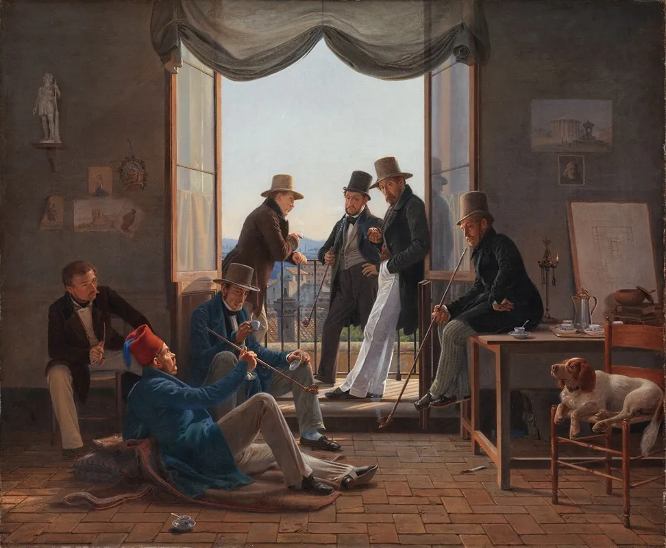 A Group Of Danish Artists In Rome 2 Wall Art by Constantin Hansen - High-Resolution Digital Print