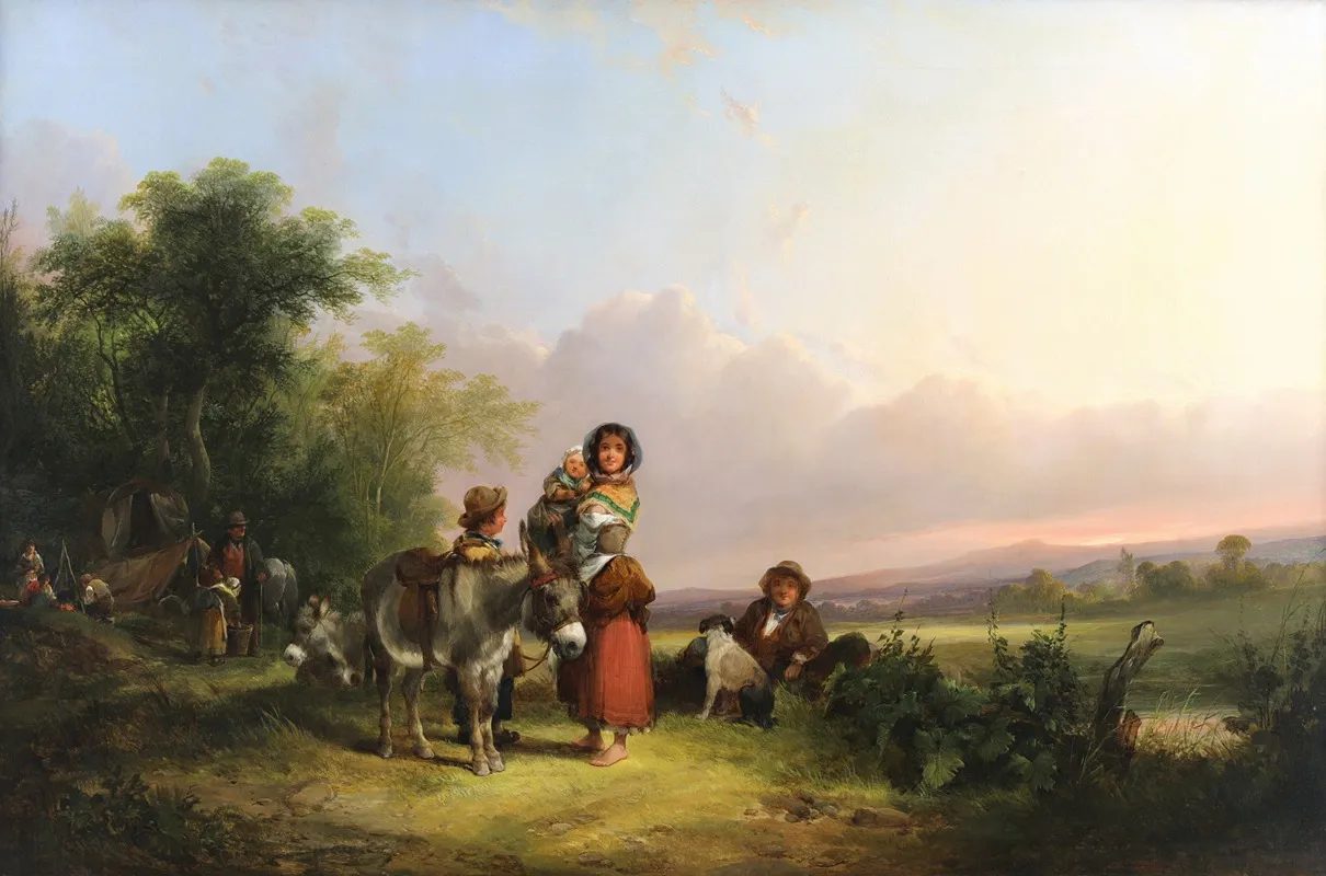 A Gypsy Camp At Sunset