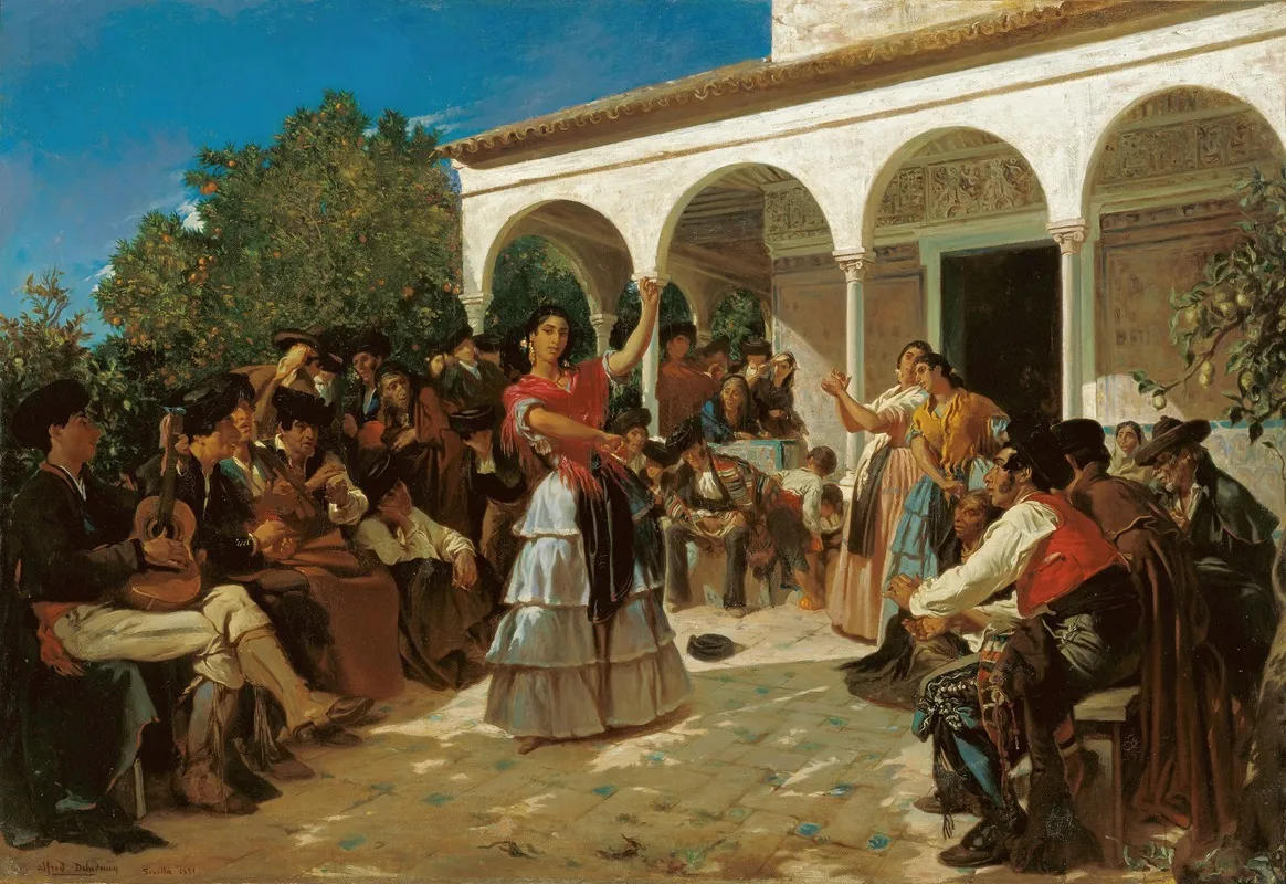 A Gypsy Dance In The Gardens Of The Alcazar In Front Of Charles V Pavilion