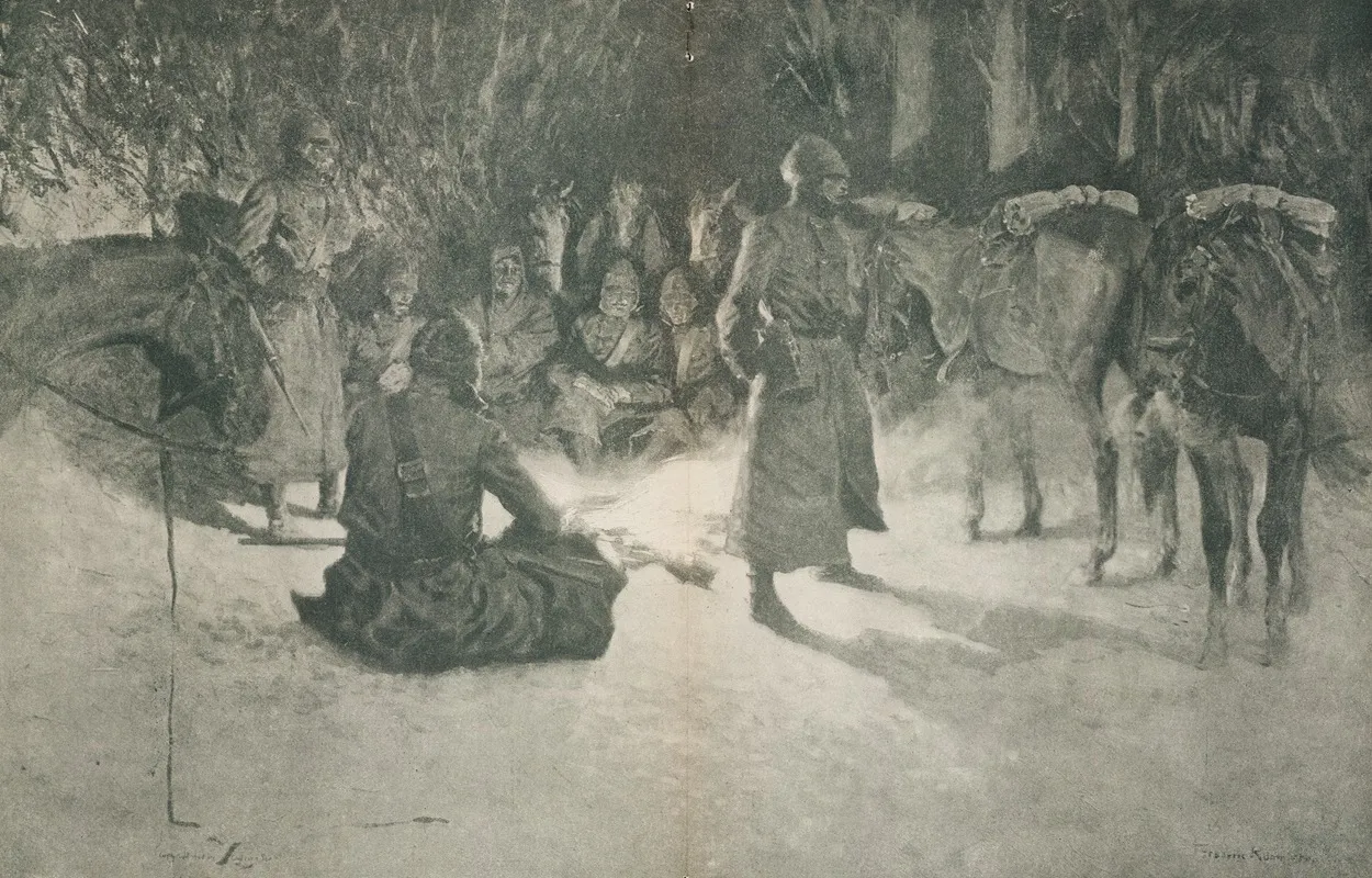A Halt In The Wilderness 2 Wall Art by Frederic Remington - High-Resolution Digital Print