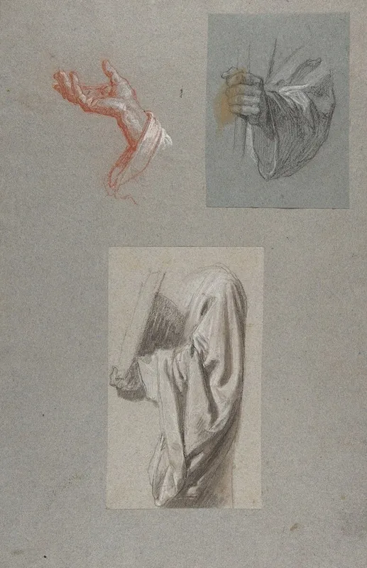 A Hand Of Saint Remi B Hand Of Saint Remi C Drapery Study For Acolyte Holding Book Wall Art by Isidore Pils - High-Resolution Digital Print