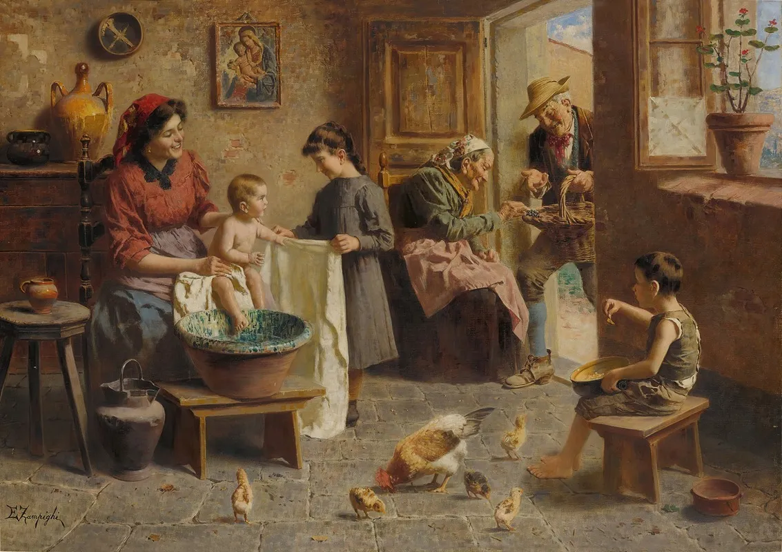 A Happy Family 2 Wall Art by Eugenio Zampighi - High-Resolution Digital Print