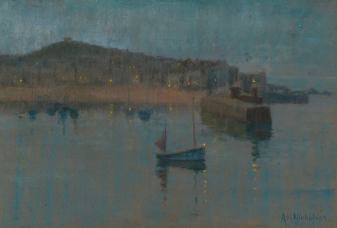 A Harbour View At Dusk Wall Art by Alice Hogarth Nicholson - High-Resolution Digital Print