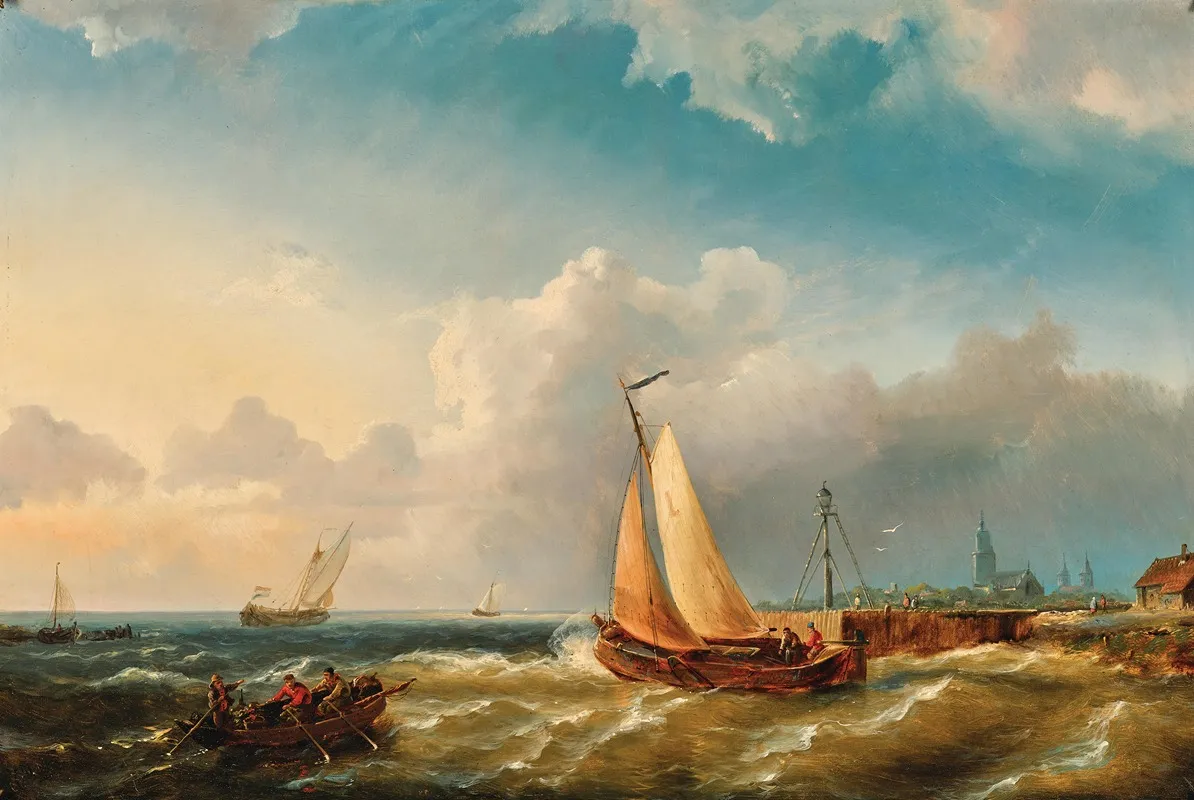 A Harbour View Wall Art by Pieter Cornelis Dommersen - High-Resolution Digital Print