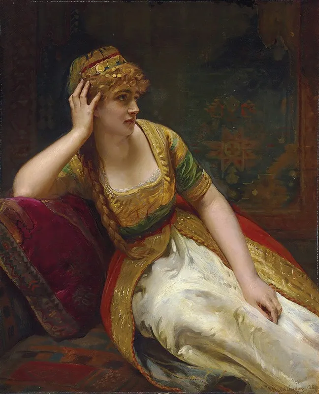 A Harem Beauty Wall Art by Henry Guillaume Schlesinger - High-Resolution Digital Print