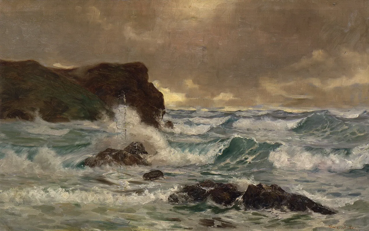 A Heavy Sea At Moeraki Wall Art by George Edmund Butler - High-Resolution Digital Print