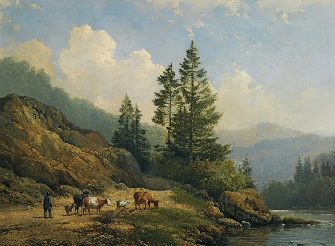 A Herd With Cattle In A Mountainous Landscape