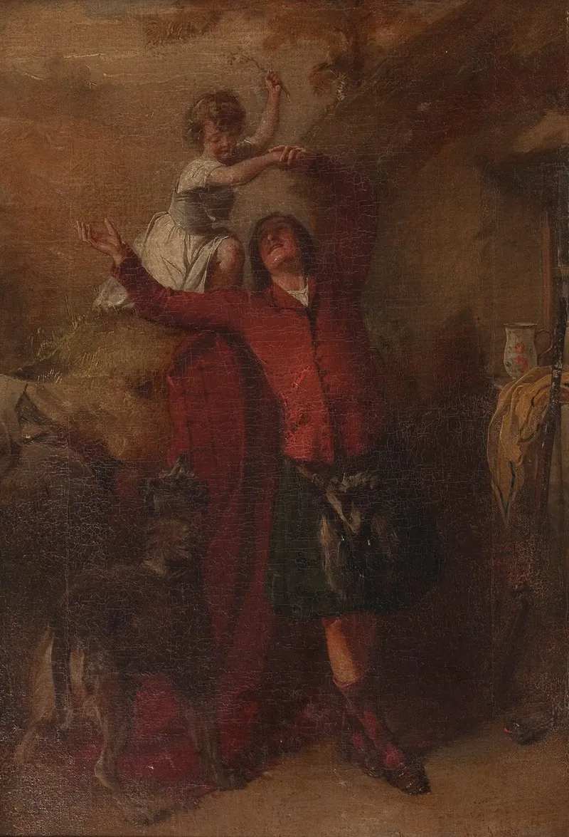 A Highlander His Daughter And A Dog Wall Art by Alexander Johnston - High-Resolution Digital Print