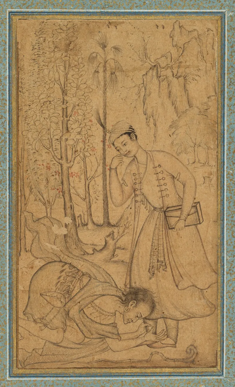 A Holy Man Prostrating Himself Before A Learned Prince Wall Art by Basavana - High-Resolution Digital Print