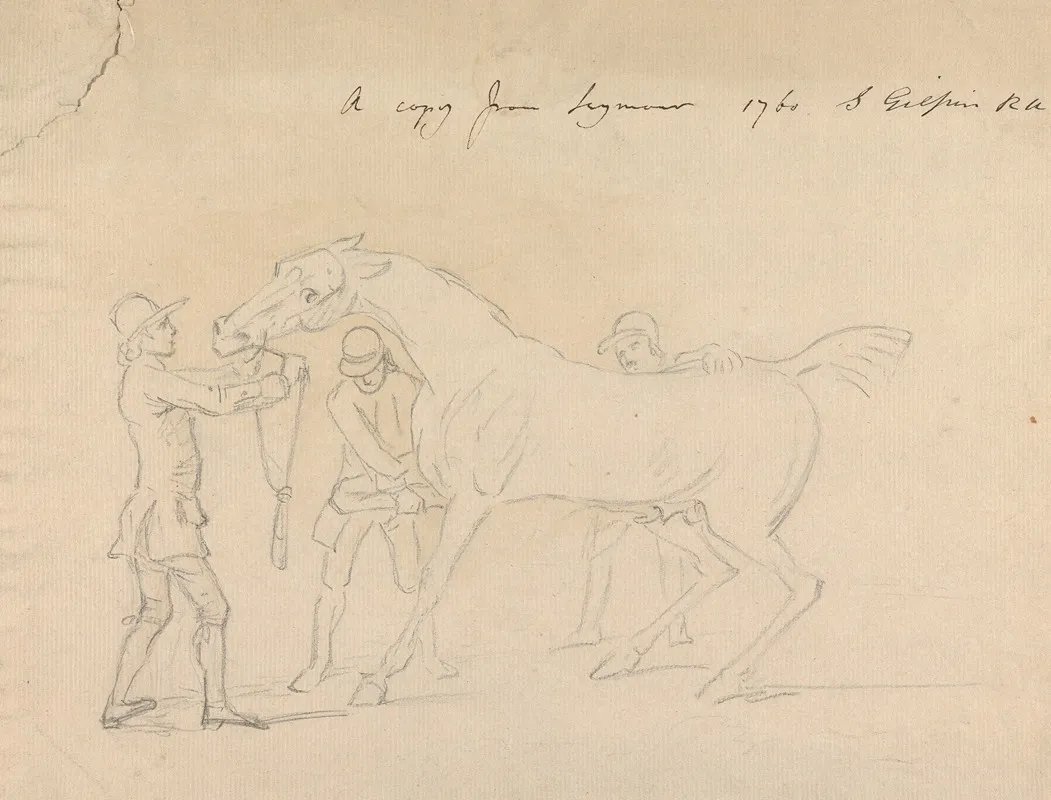 A Horse And Three Groomers