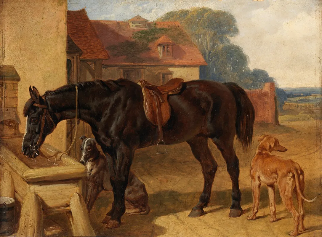 A Horse Drinking 2 Wall Art by John Frederick Herring Snr. - High-Resolution Digital Print