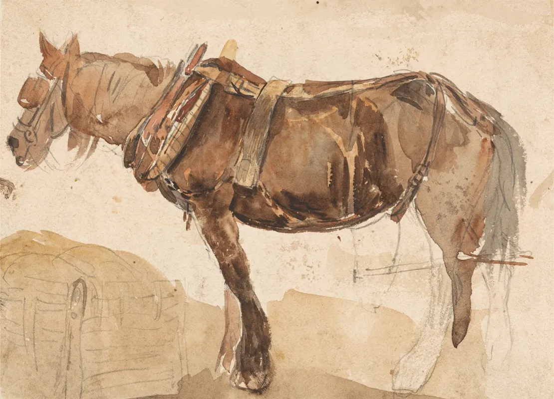 A Horse In Harness Seen From The Near Side