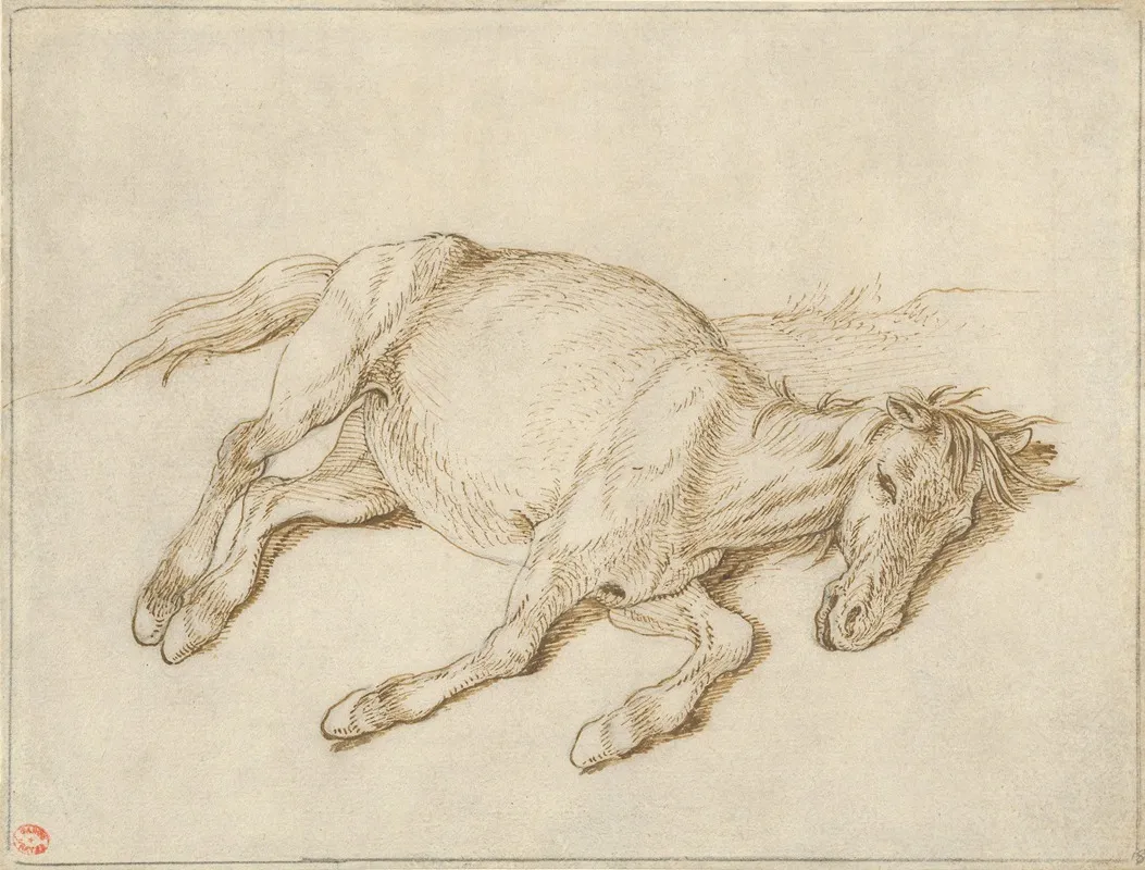 A Horse Lying On Its Side Wall Art by Sinibaldo Scorza - High-Resolution Digital Print
