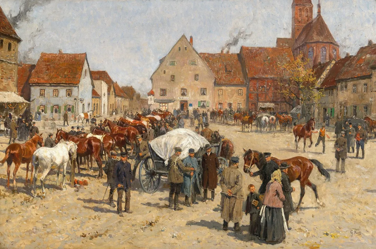 A Horse Market Wall Art by Georg Carl Koch - High-Resolution Digital Print