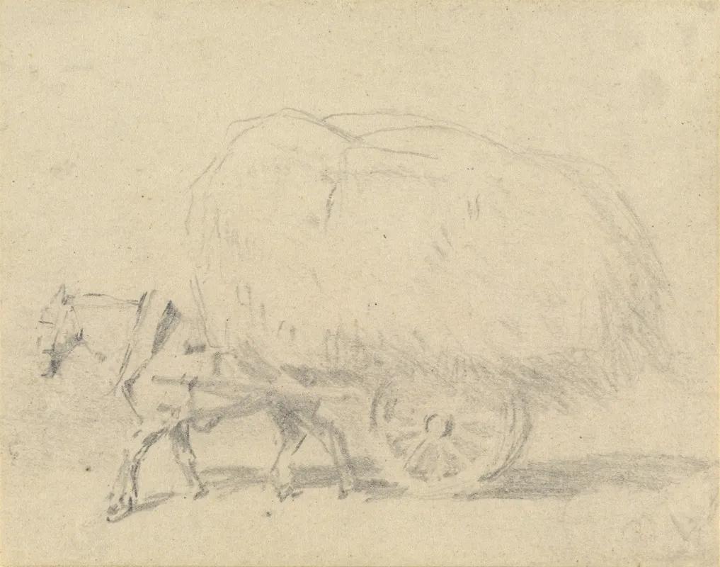 A Horse Pulling A Load Of Hay