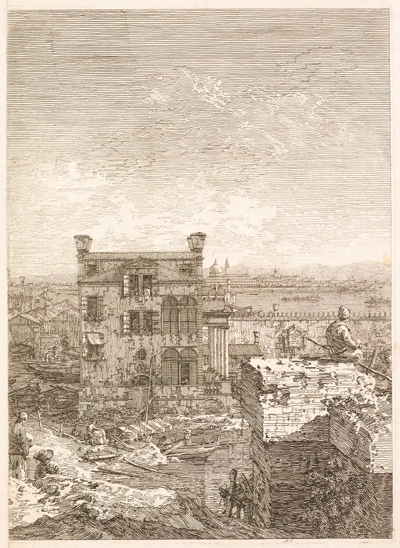 A House Surrounded By Six Columns Wall Art by Antonio Canaletto - High-Resolution Digital Print