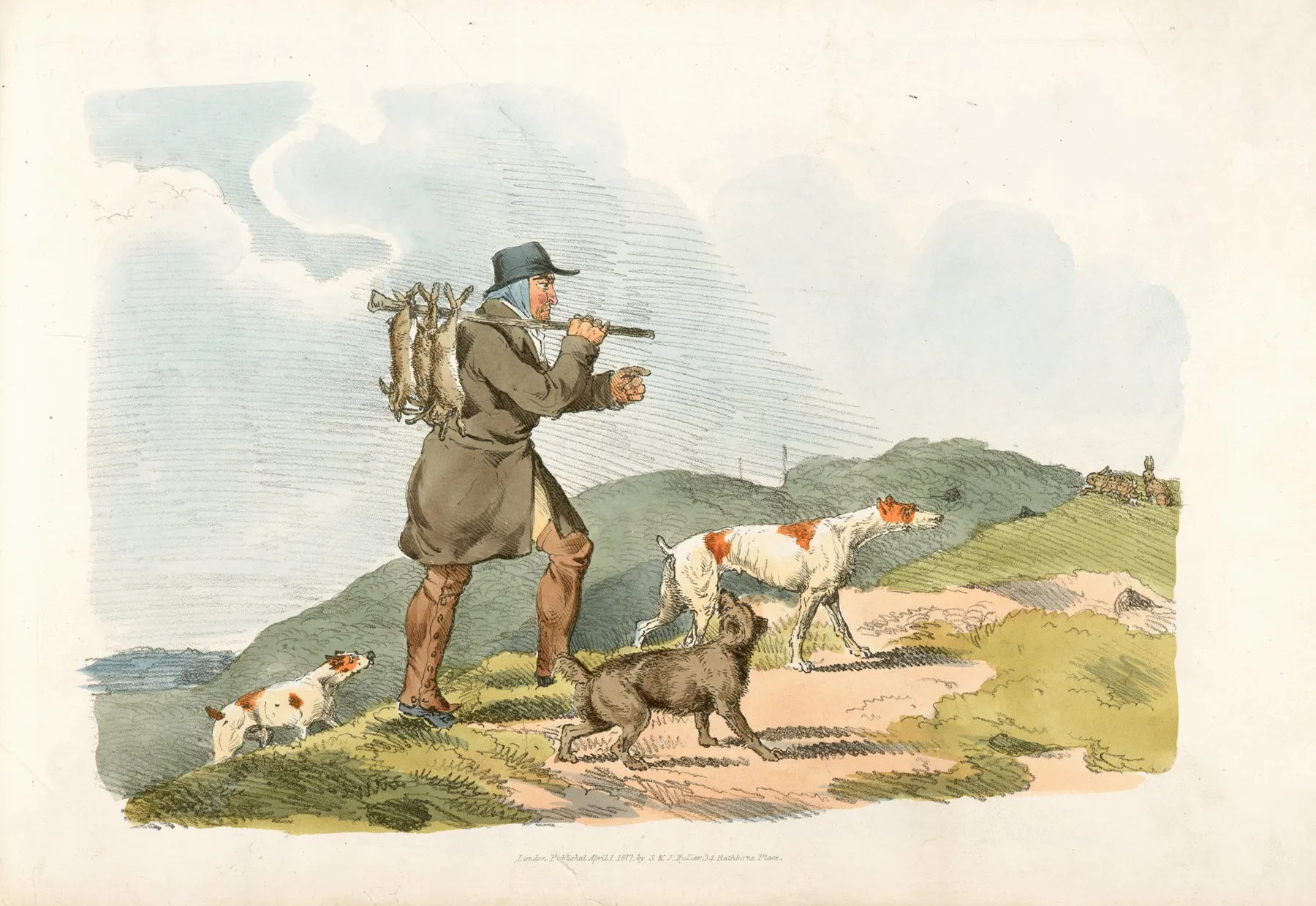 A Hunter With Rabbits