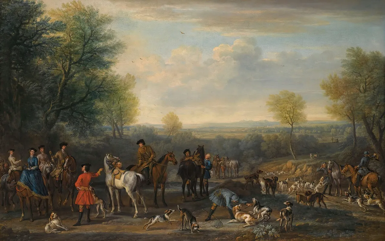 A Hunting Party Possibly Depicting Charles Spencer 3rd Duke Of Marlborough 1706 1758 And His Wife Elizabeth Countess Of Marlborough D 1761