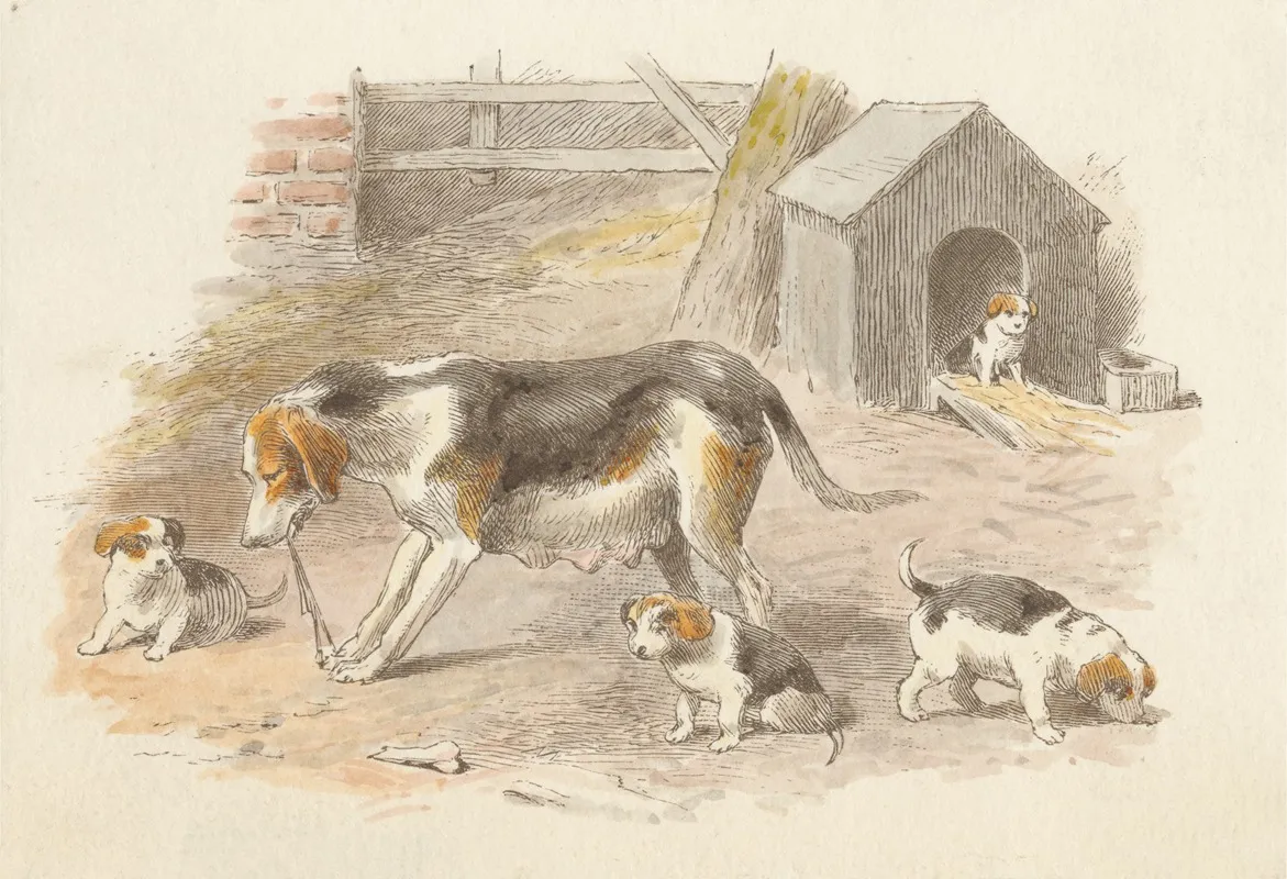 A Hunting We Will Go Tail Piece Wall Art by Alfred W. Cooper - High-Resolution Digital Print