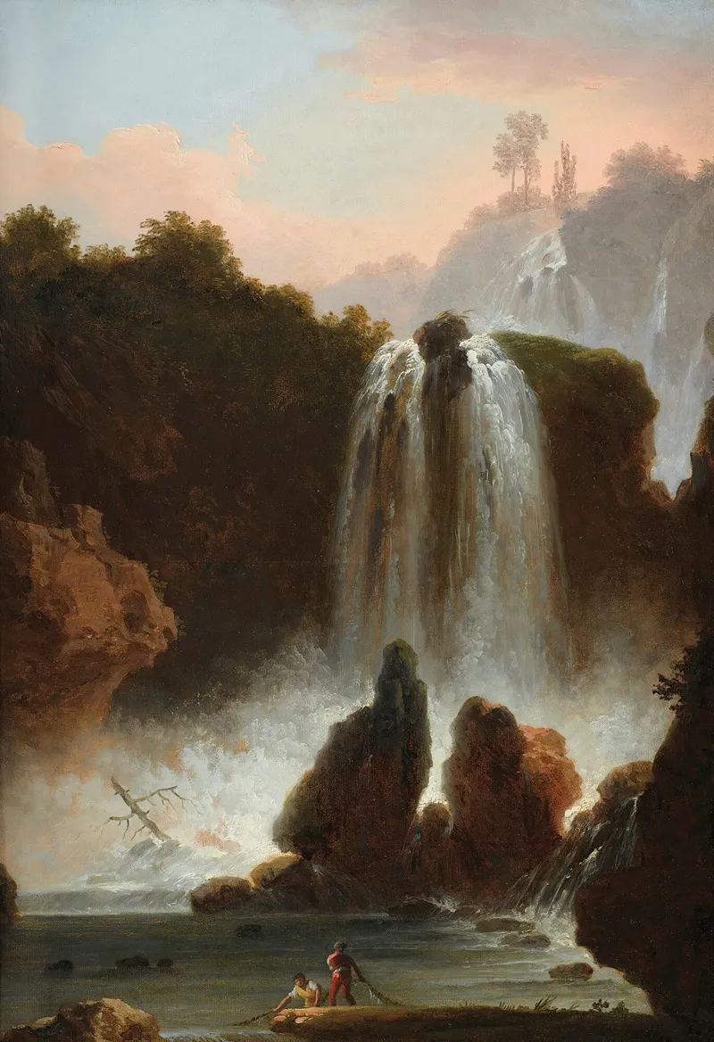 A Italian Landscape With A Cascade Wall Art by Francesco Fidanza - High-Resolution Digital Print