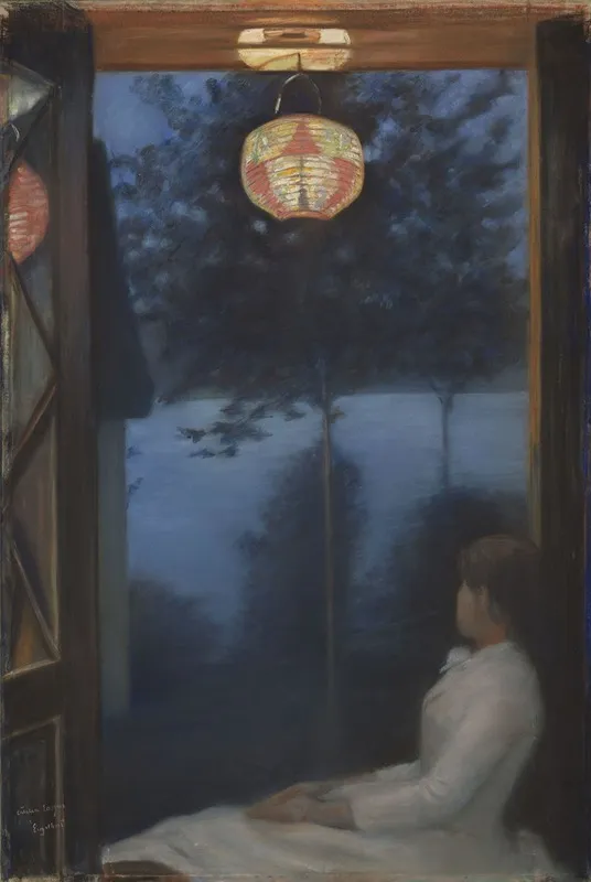 A Japanese Lantern Wall Art by Oda Krohg - High-Resolution Digital Print