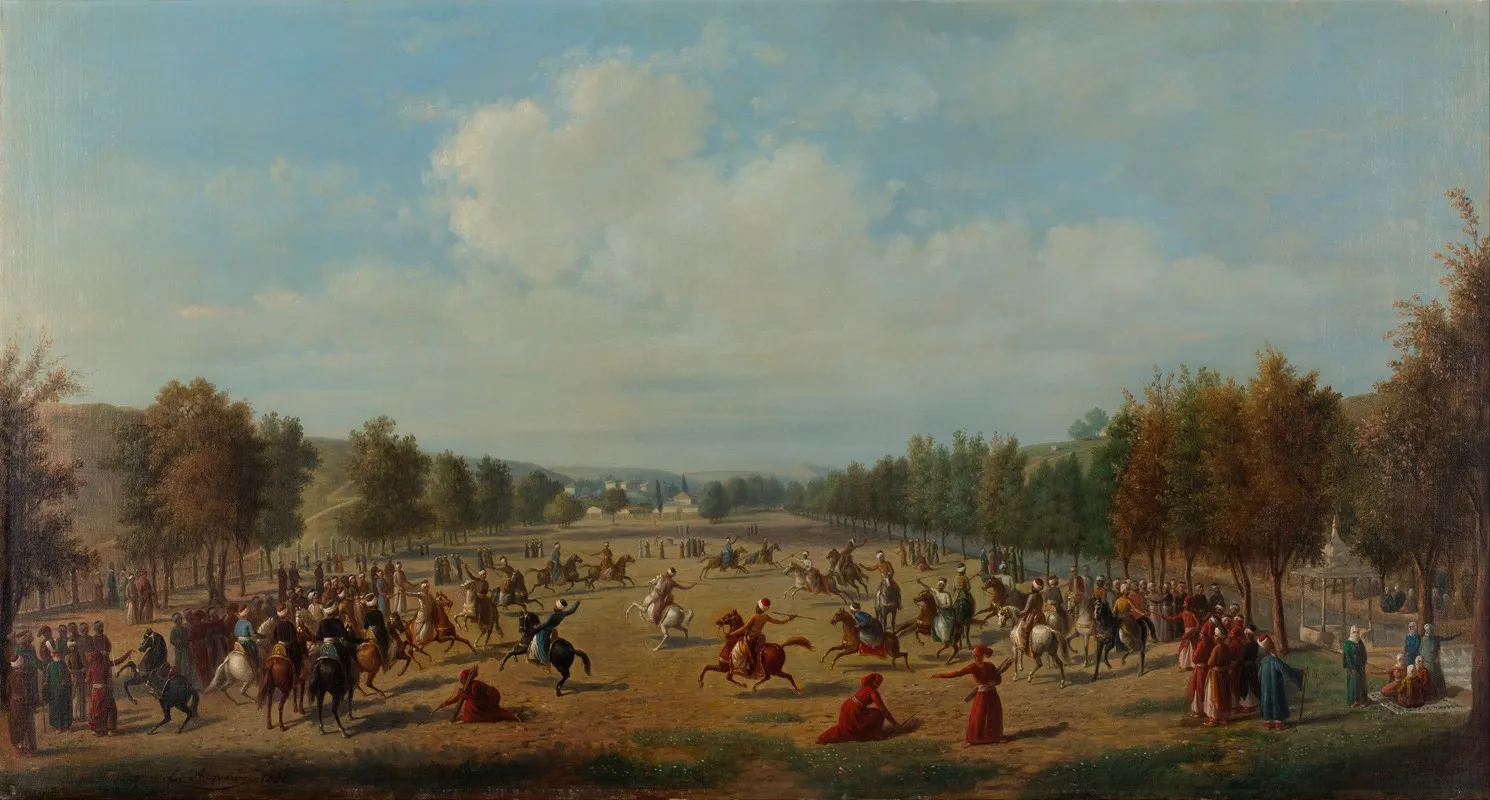 A Jereed Game In Kagithane Wall Art by Luigi Acquarone - High-Resolution Digital Print