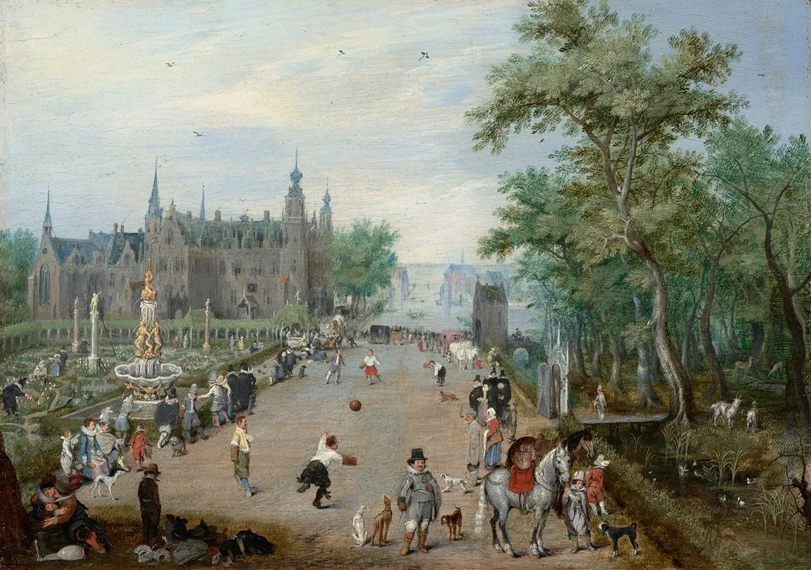 A Jeu De Paume Before A Country Palace