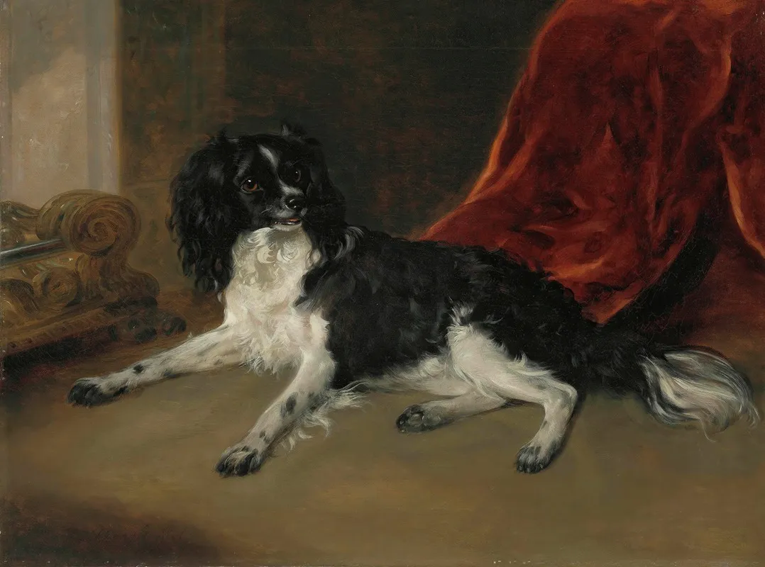 A King Charles Spaniel By A Fireplace Wall Art by Ramsay Richard Reinagle - High-Resolution Digital Print
