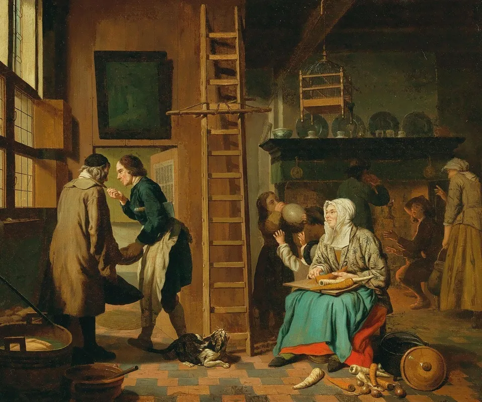 A Kitchen Interior Wall Art by Jan Josef Horemans The Elder - High-Resolution Digital Print