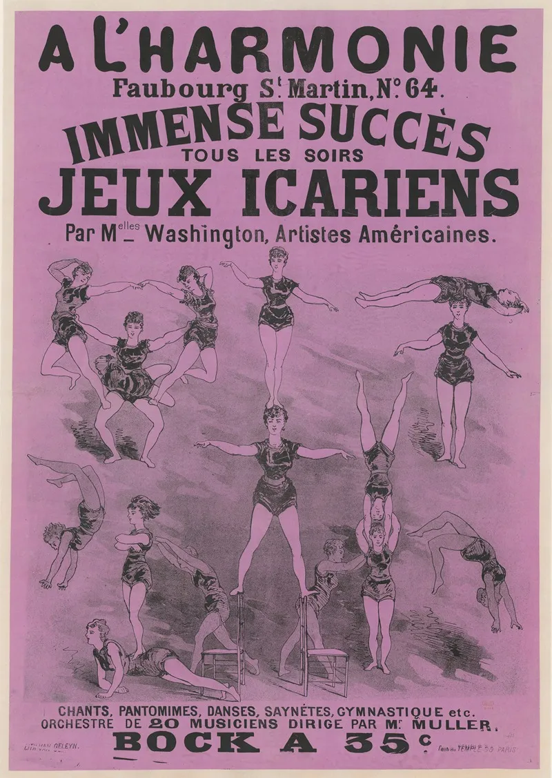 A L Harmonie Jeux Icariens Par Melles Washington Artistes Americaines Wall Art by Lith. Van Geleyn - High-Resolution Digital Print