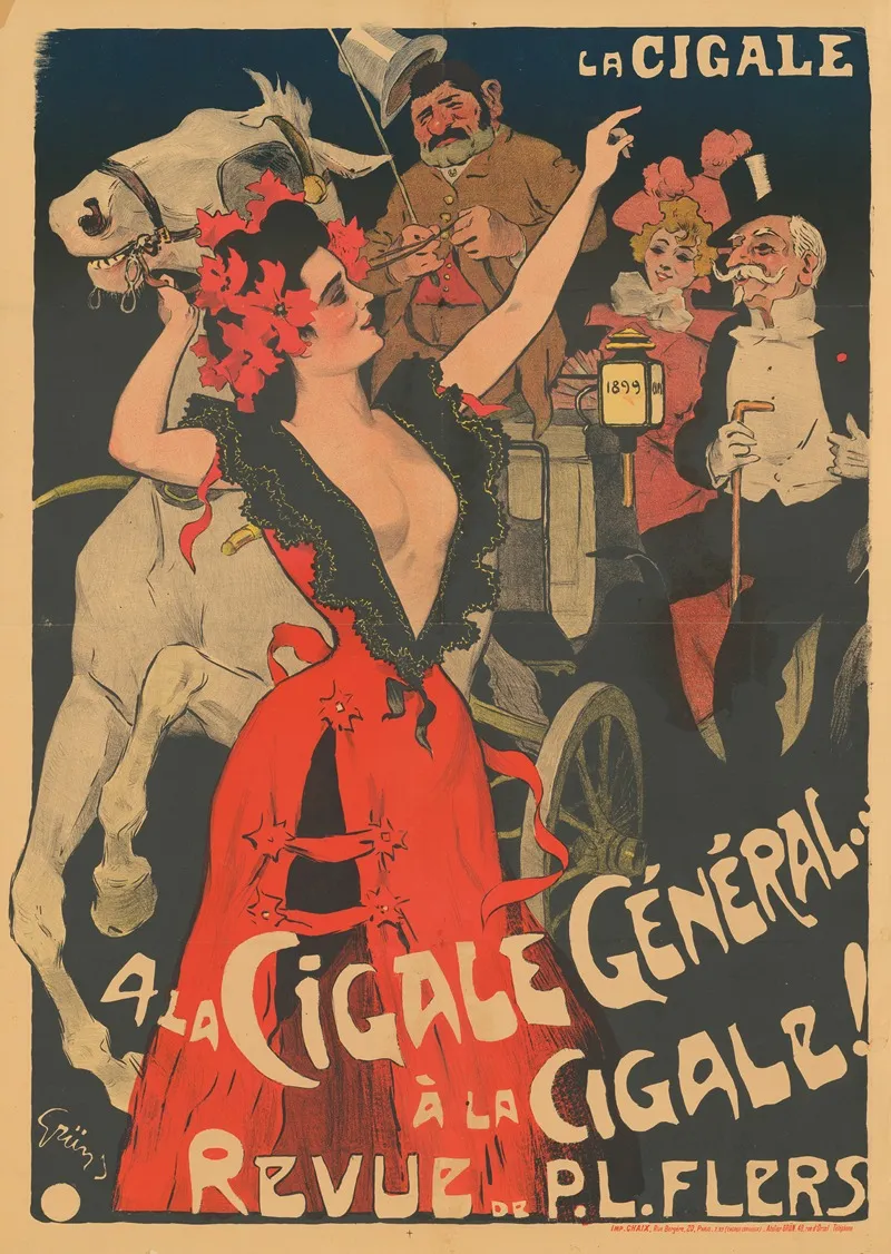 A La Cigale General A La Cigale Revue De P L Flers Wall Art by Jules-Alexandre Grün - High-Resolution Digital Print